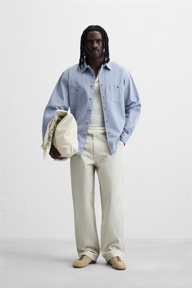 قميص مغسول RELAXED FIT - أزرق فاقع by Zara