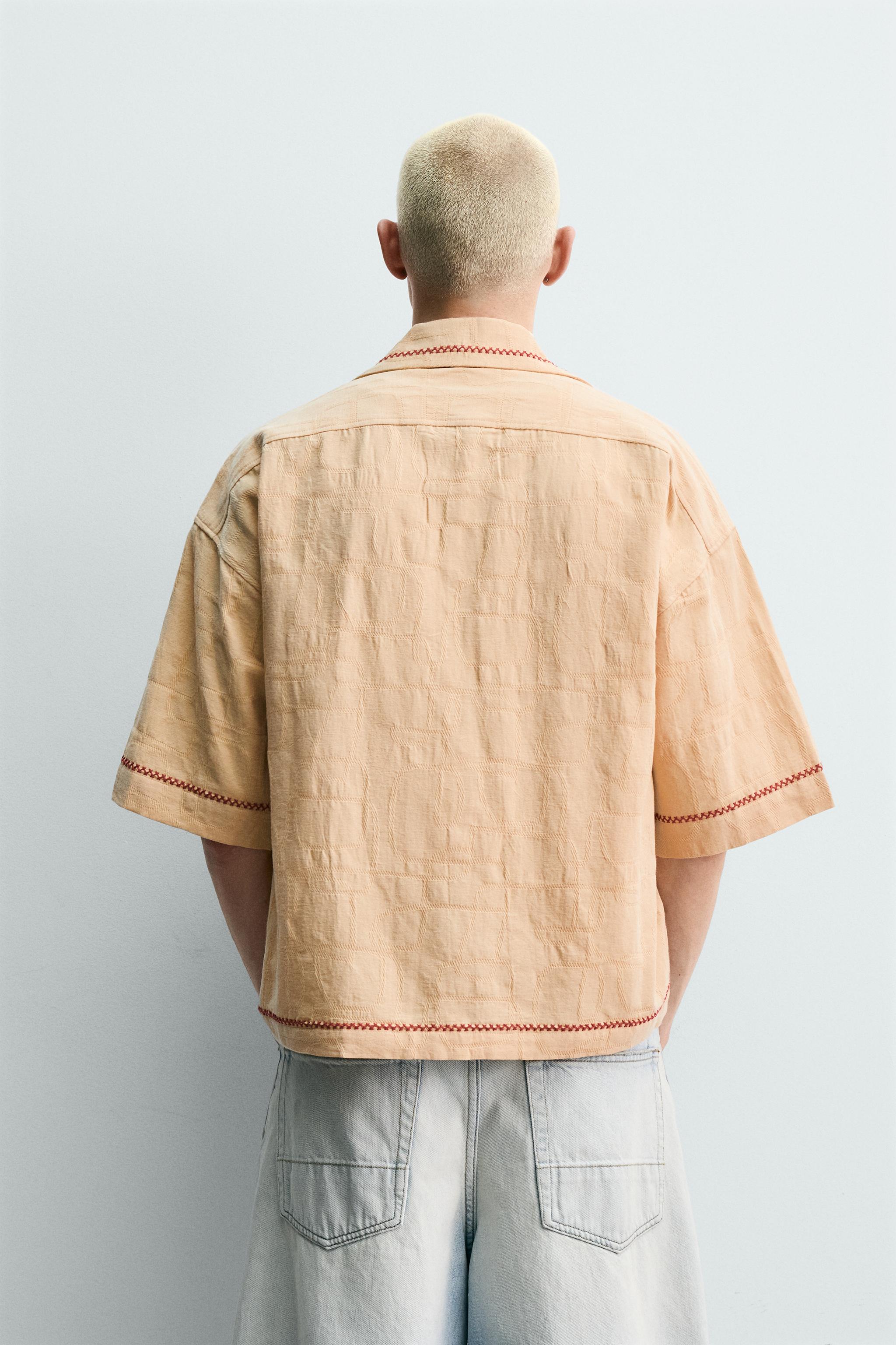 EMBROIDERED JACQUARD BOXY FIT SHIRT