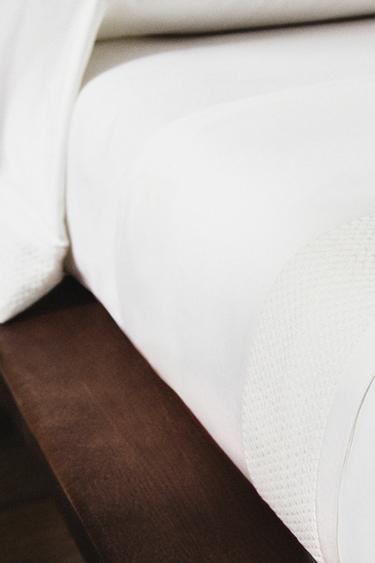 SATEEN FLAT SHEET WITH CROCHET BORDER - Oyster-white by Zara - Image 5
