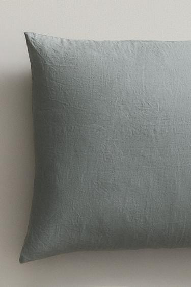 Zara XXL LINEN THROW PILLOW COVER - Gray / Blue