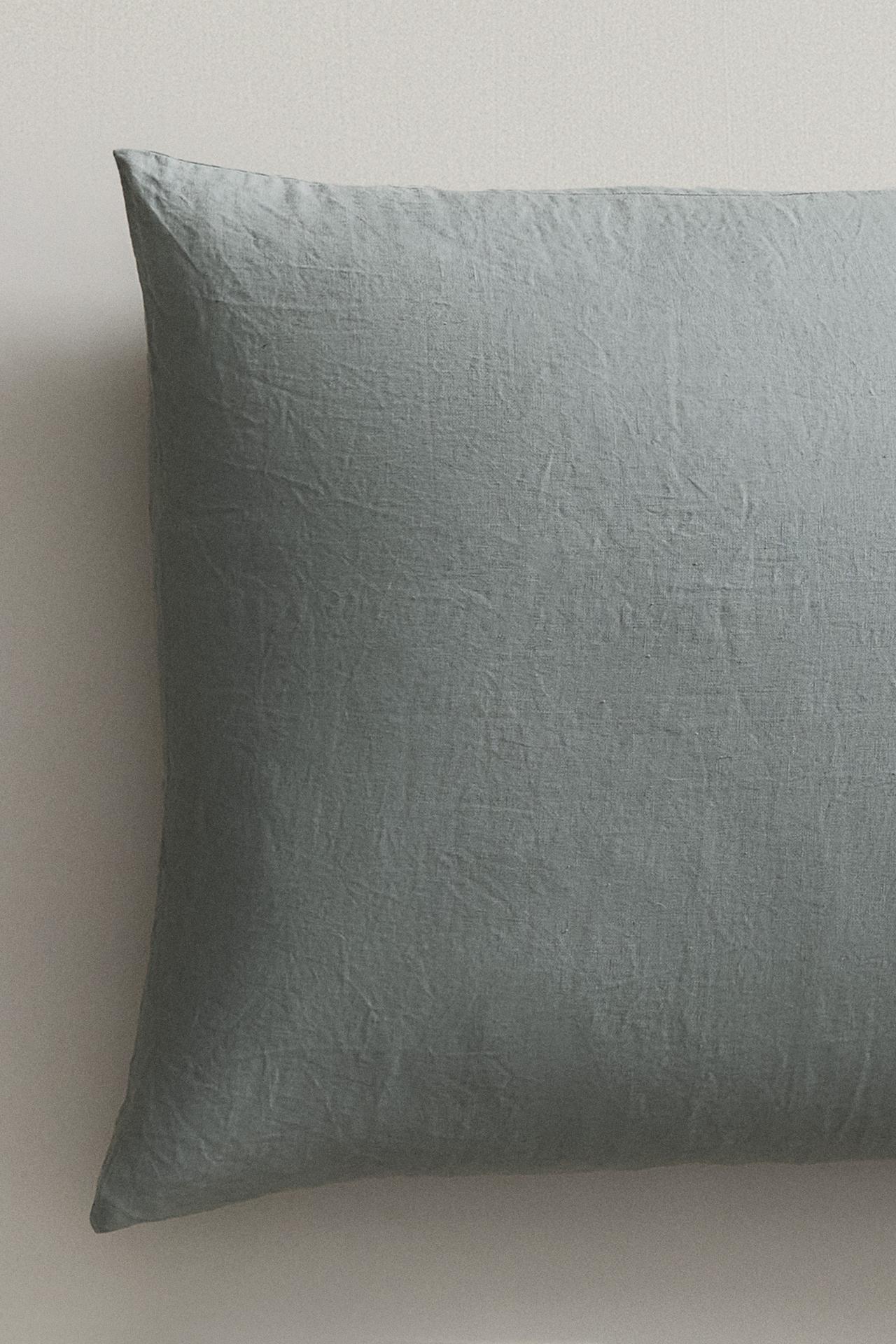XXL FADED LINEN THROW PILLOW COVER (140 G/M²) — Gray / Blue