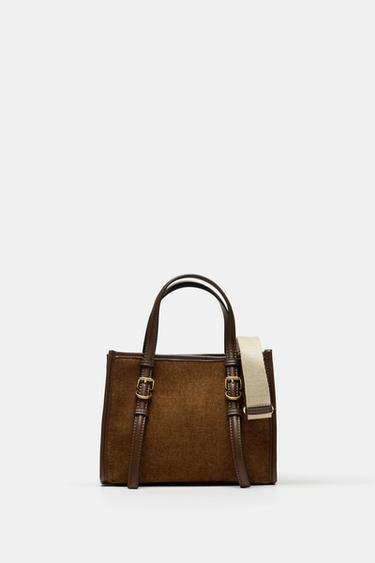 CORDUROY MINI TOTE BAG - Brown by Zara
