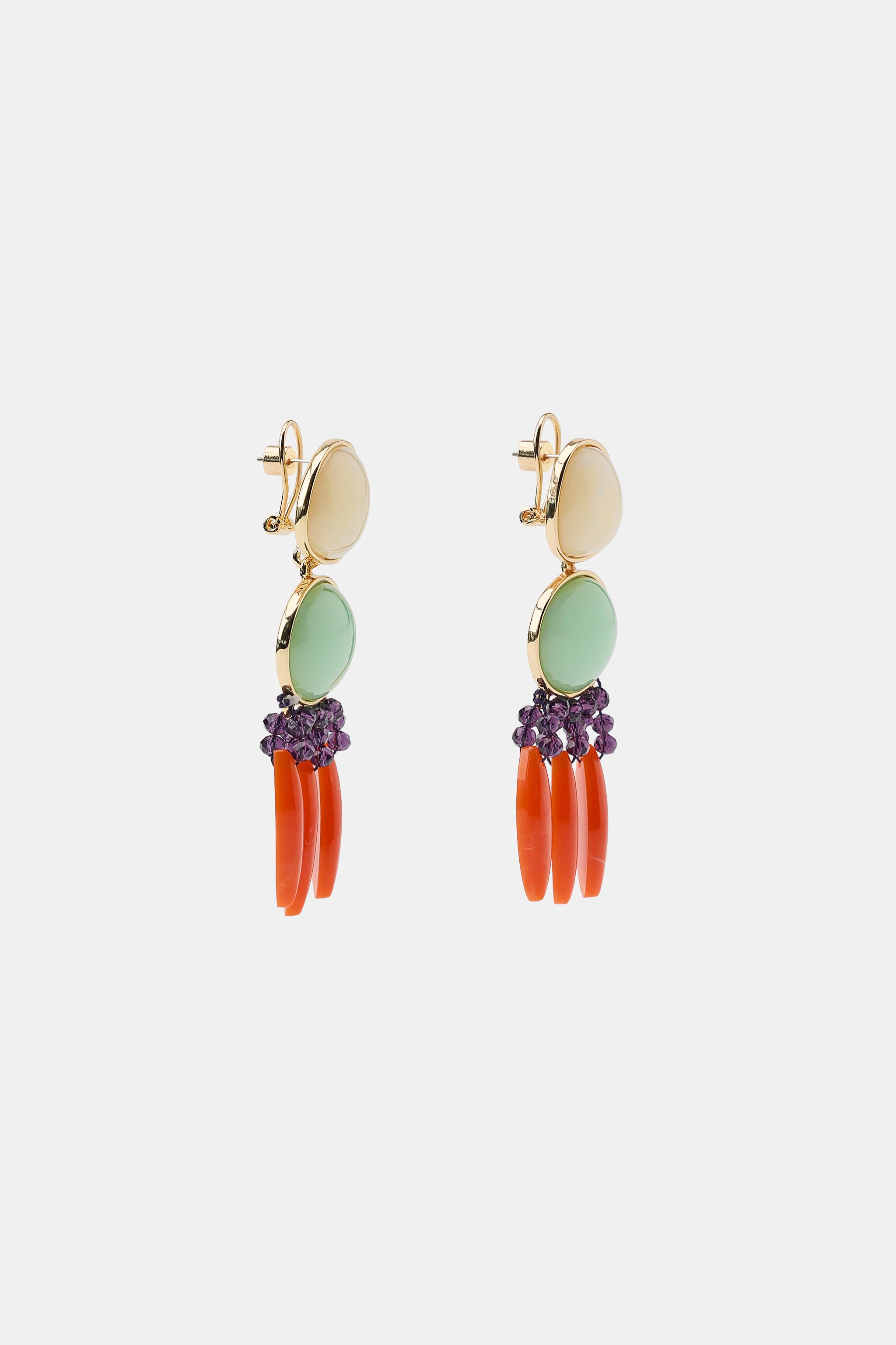 BOUCLES D'OREILLES DOUBLES EN RÉSINE ET FANTASIE
