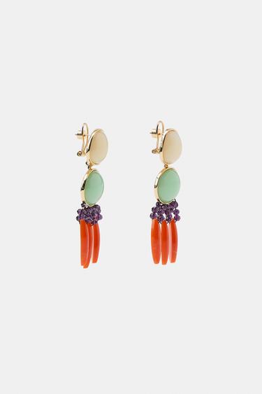 BOUCLES D'OREILLES DOUBLES EN RÉSINE ET FANTASIE - Multicolore de Zara - Image 3