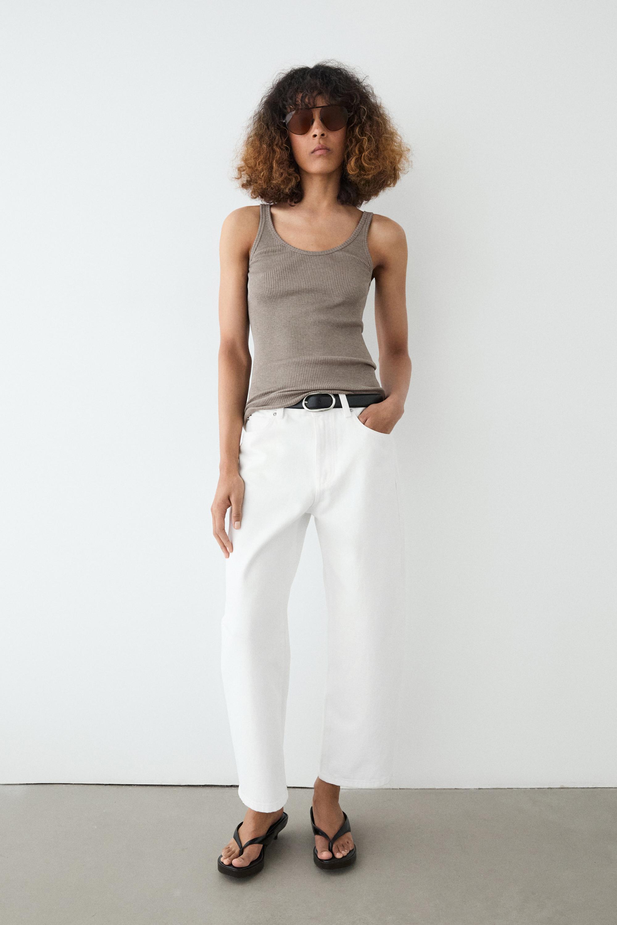 Ribbed silk blend strappy top
