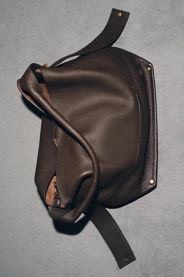 MAXI SAC SEAU EN CUIR - Marron de Zara - Image 4