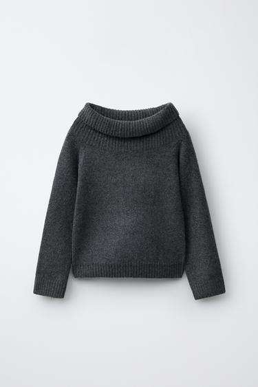 Zara BOAT NECK JUMPER - Gray