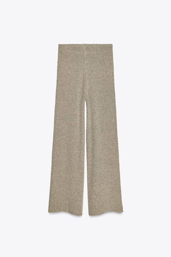 PANTALON LARGE EN MAILLE COUPÉE - SABLE/MARRON de Zara - Image 0