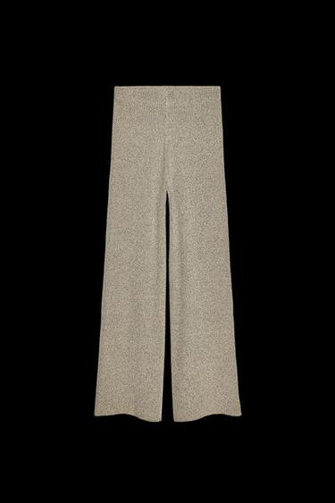 Zara WIDE-LEG KNIT PANTS - SAND/BROWN - Image 0