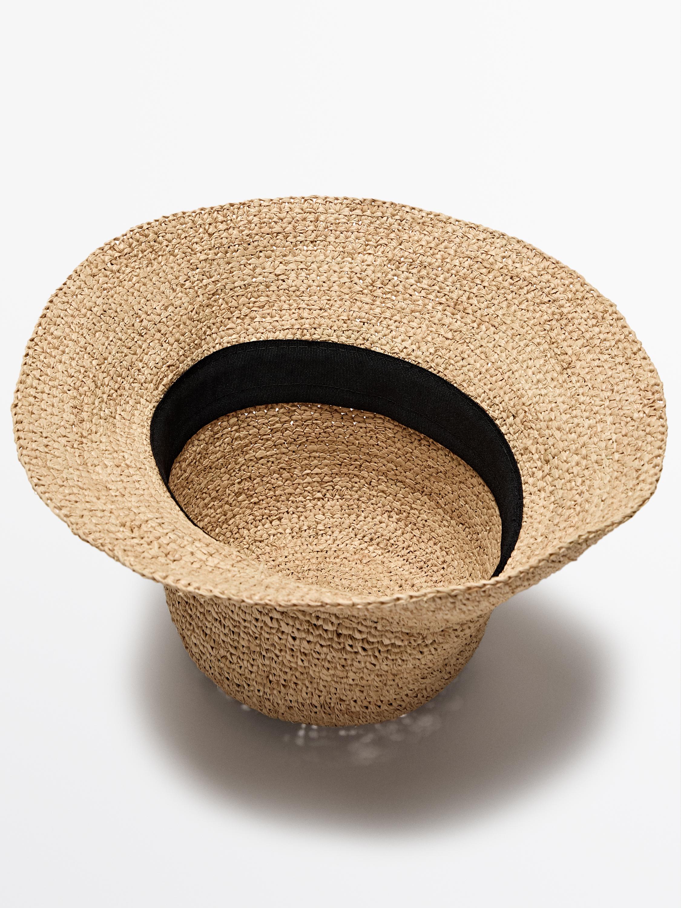 Raffia hat with bow - Light beige | ZARA United States