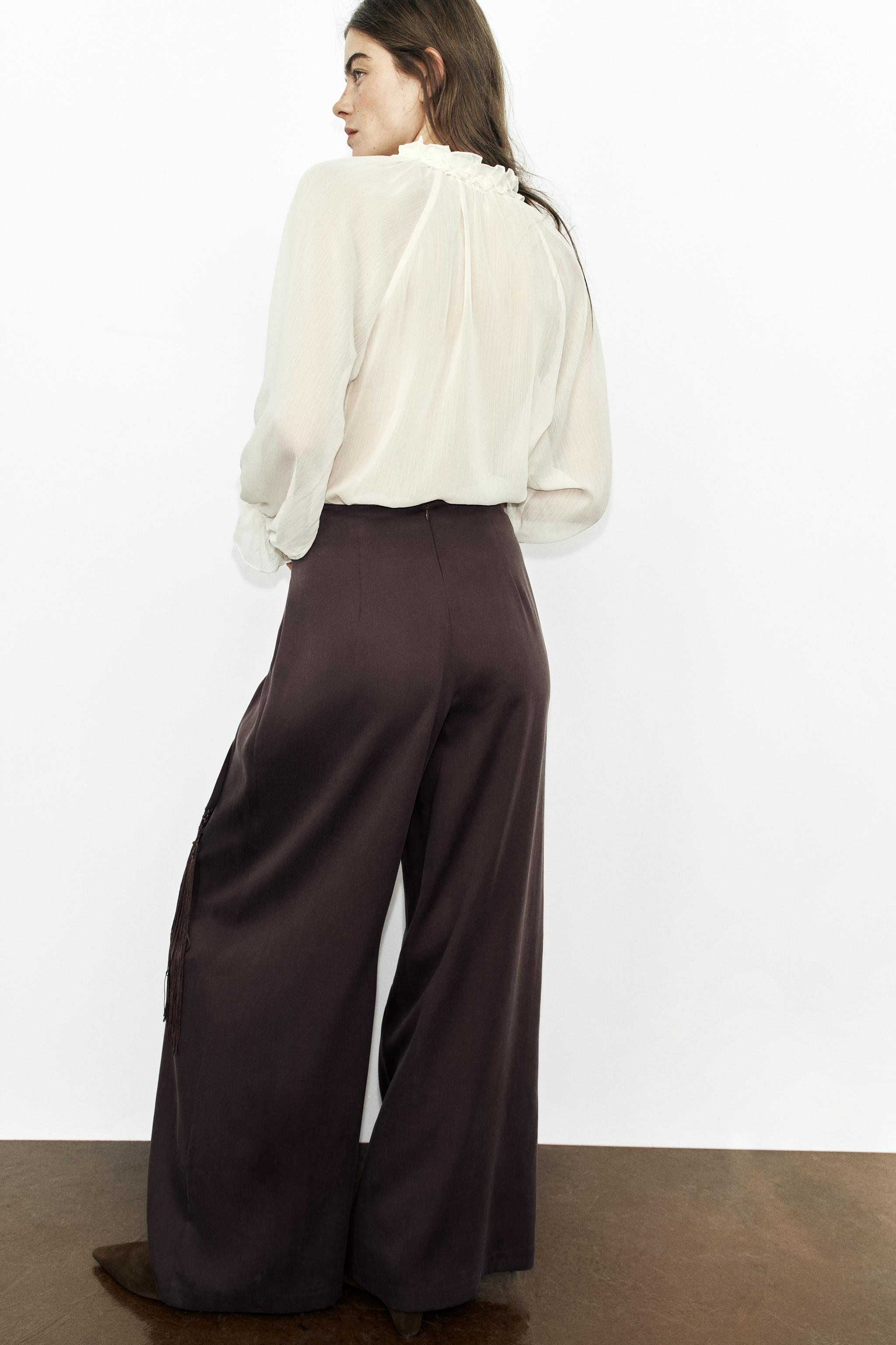 Женские брюки Zara FRINGE BELT TROUSERS — фото 6