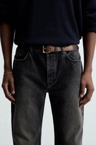 VINTAGE-EFFECT LEATHER BELT - Brown by Zara