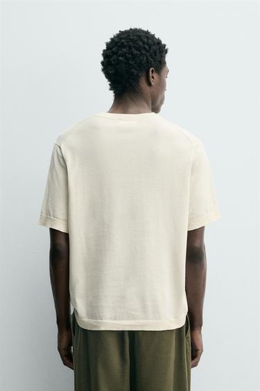 LIGHT KNIT COTTON T-SHIRT - Oyster-white by Zara - Image 2
