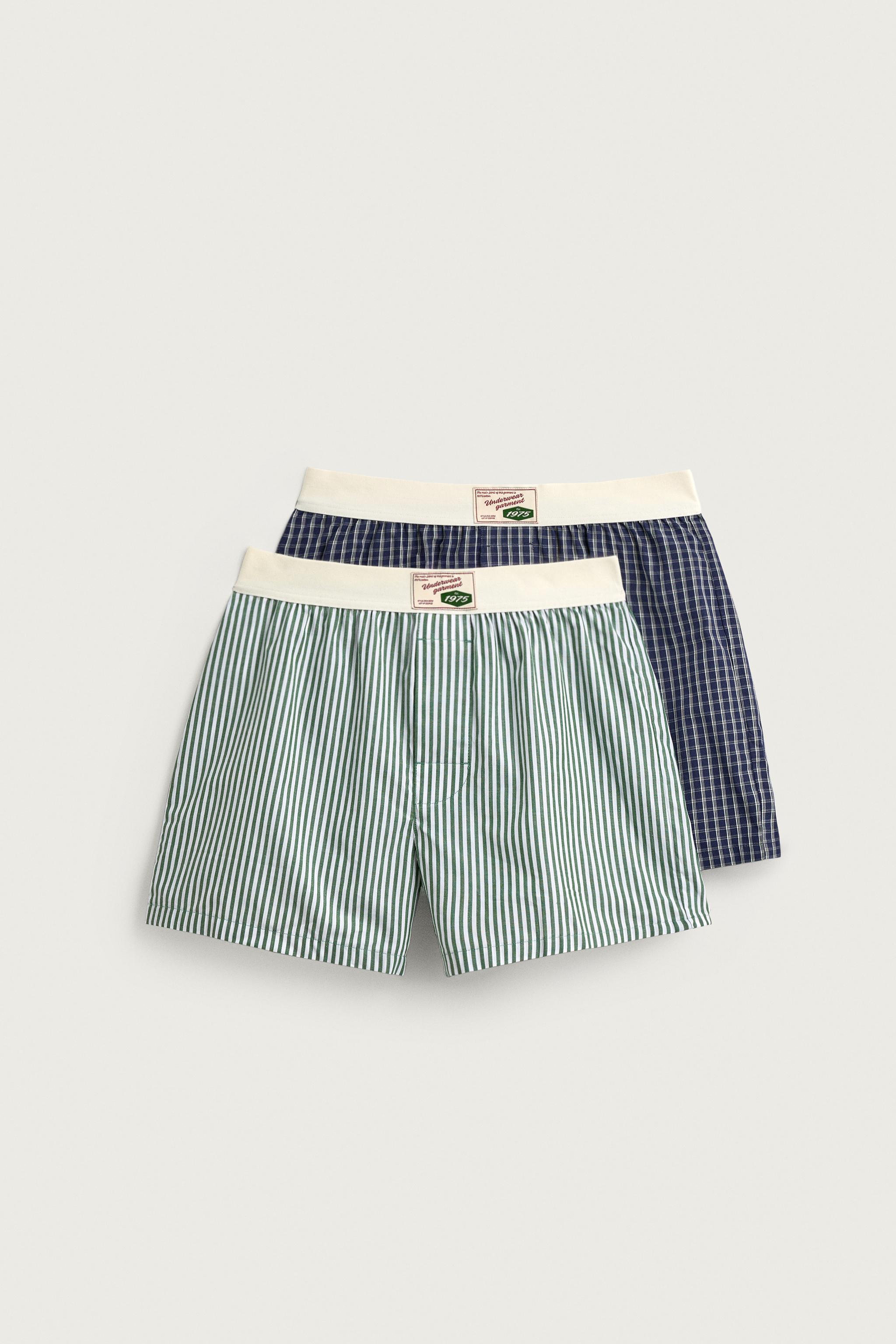 TWO-PACK OF COMBINED POPLIN BOXERS — various