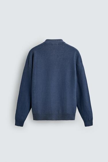 CARDIGAN RELAXED FIT DÉLAVÉ - Bleu de Zara - Image 7