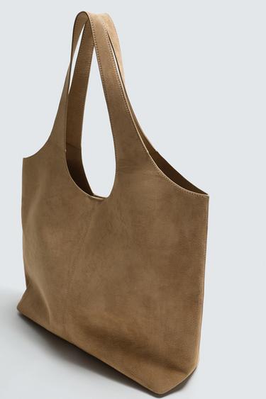 LEATHER TOTE BAG - Sand Brown by Zara - Image 2