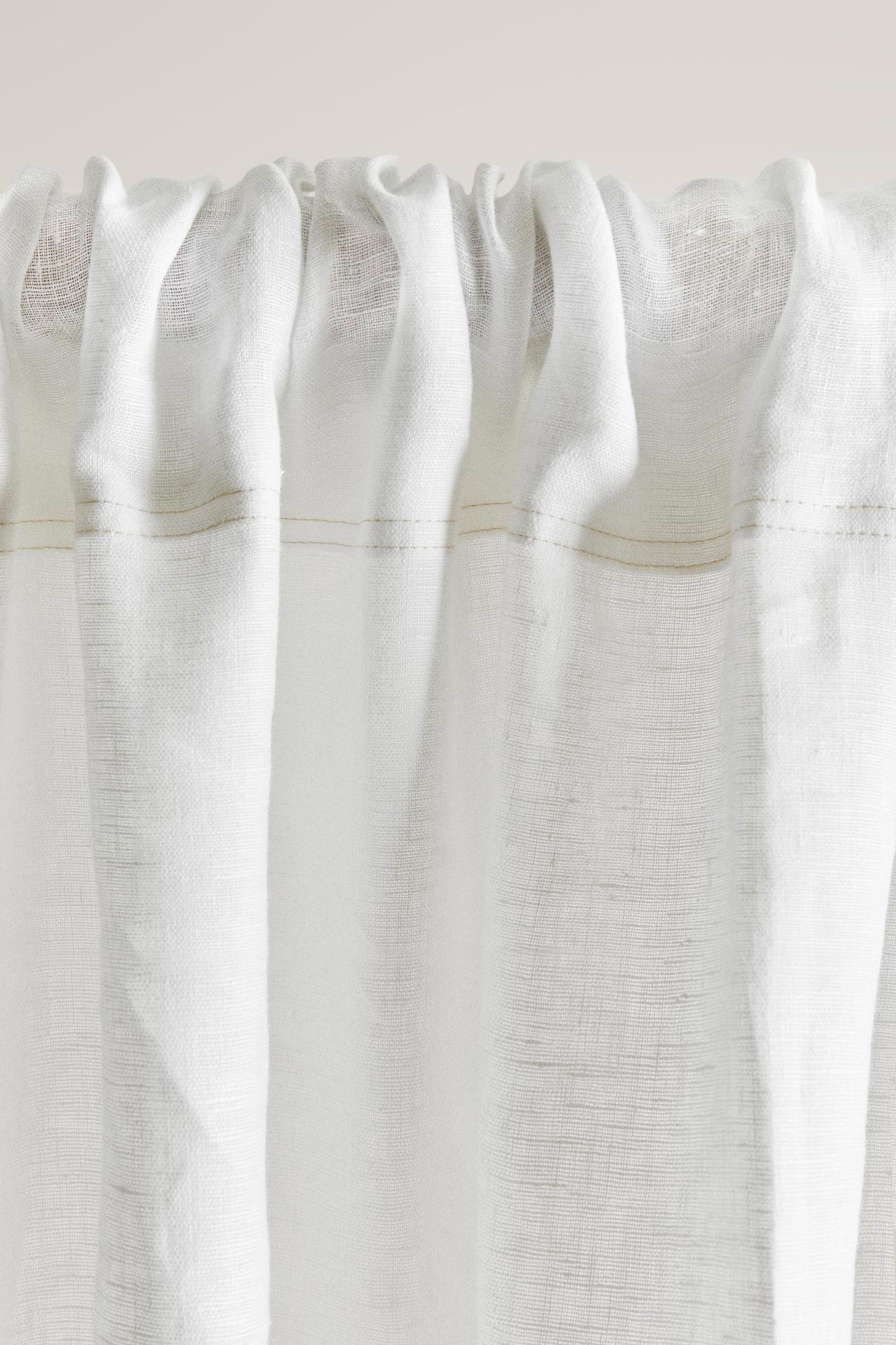 FADED LINEN CURTAIN WITH MEDIUM FILTRATION — White