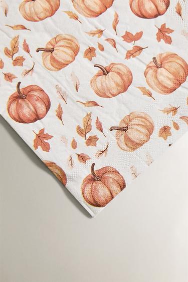 PACK OF 20 PAPER PUMPKIN NAPKINS (PACK OF 20) - Orange by Zara - Image 2