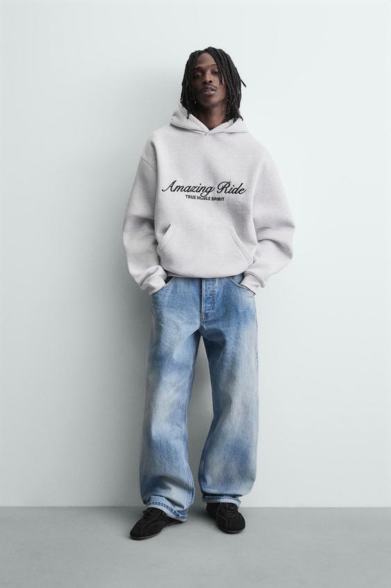 SUDADERA TEXTOS COMBINADOS - Gris vigoré de Zara - Imagen 0