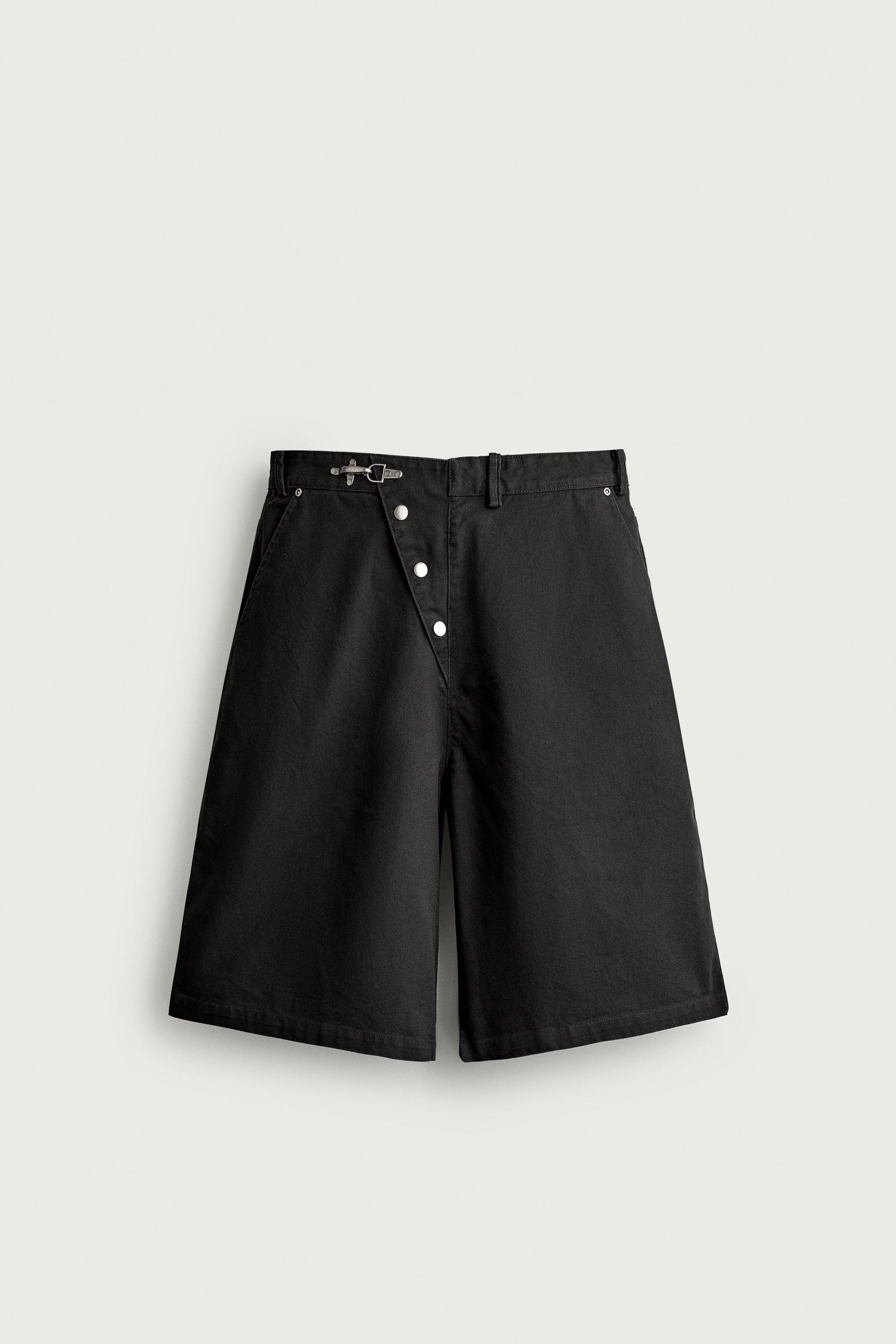BAGGY FIT FIREMAN CLASP SHORTS — Black