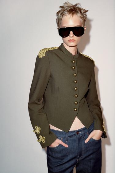 Zara FROG FASTENING JACKET - Dark khaki