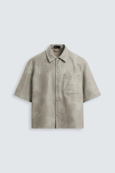 SURCHEMISE EN MATIÈRE SYNTHÉTIQUE - Gris / Naturel de Zara - Image 6