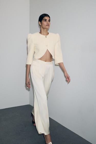 SHORT PUFF-SLEEVE BLAZER - Oyster-white by Zara