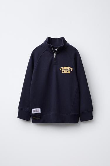 Zara VARSITY JOGGING SWEATSHIRT - Navy blue - Image 0