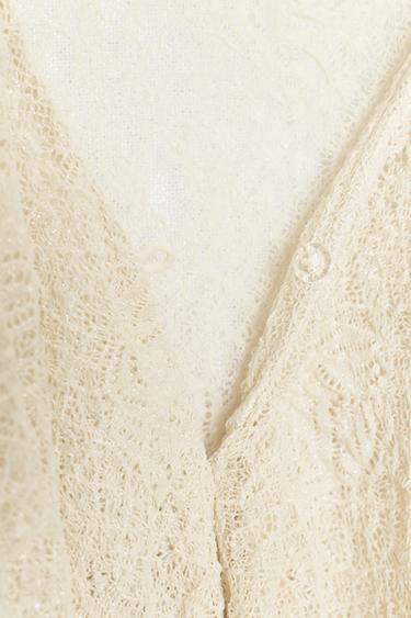 SPARKLY LACE TOP WITH RUFFLES - Ecru by Zara - Image 6