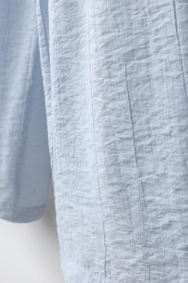 WIDE-LEG TROUSERS WITH WRINKLED EFFECT - Pastel blue by Zara - Image 3