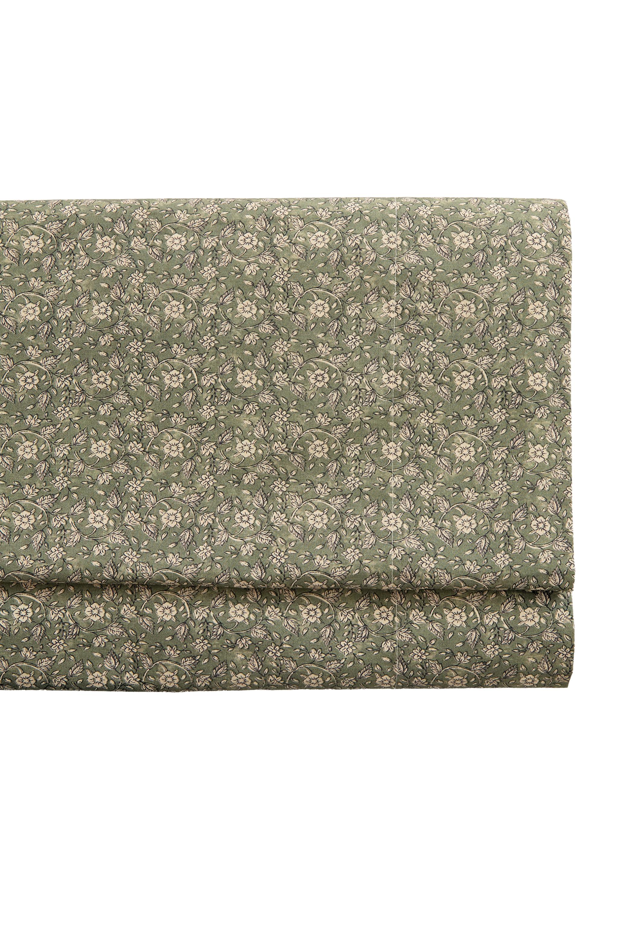 FLORAL PERCALE FLAT SHEET (200 THREAD COUNT) - Green | ZARA United