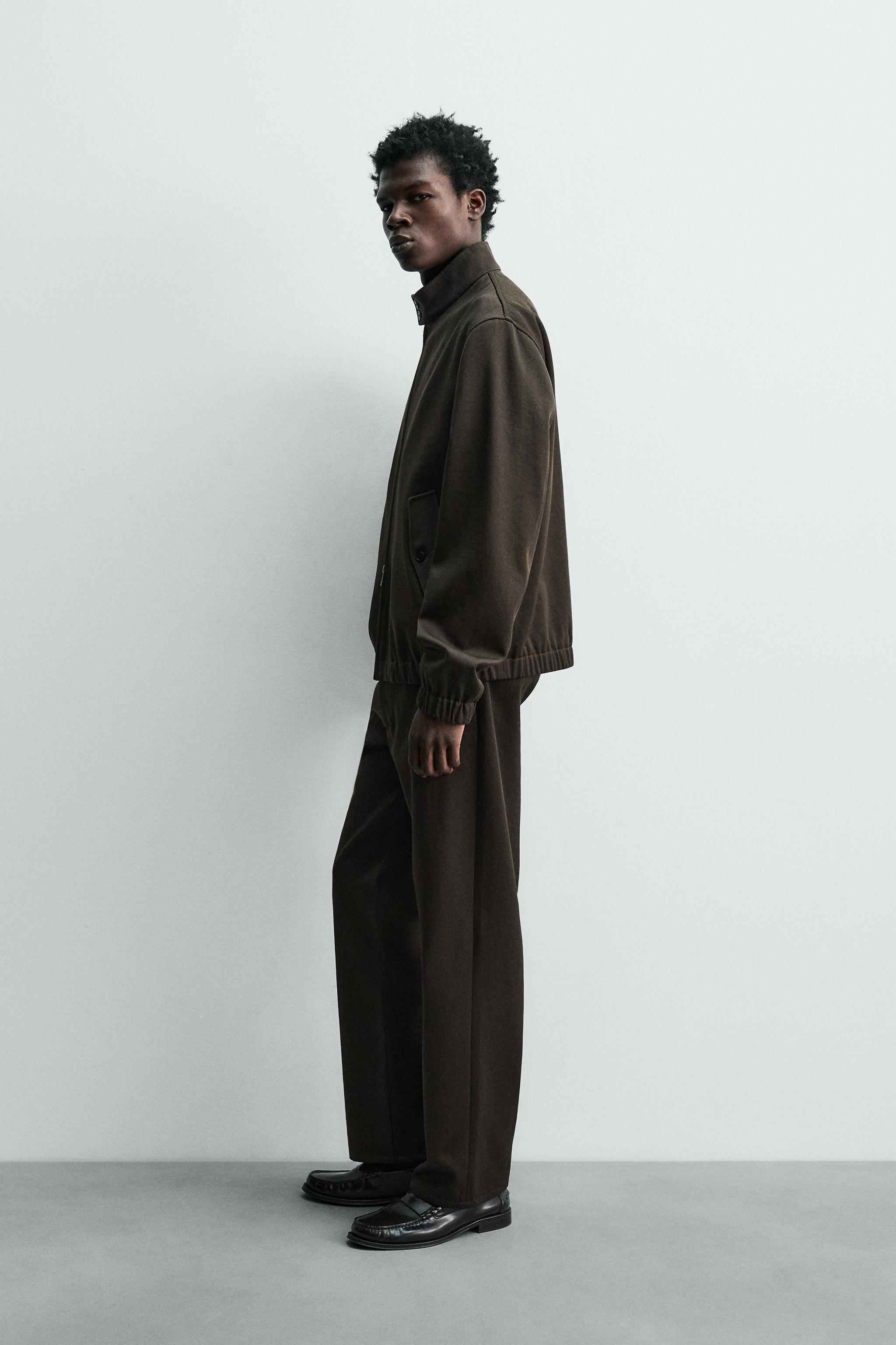 TEXTURED WOOL - COTTON PANTS