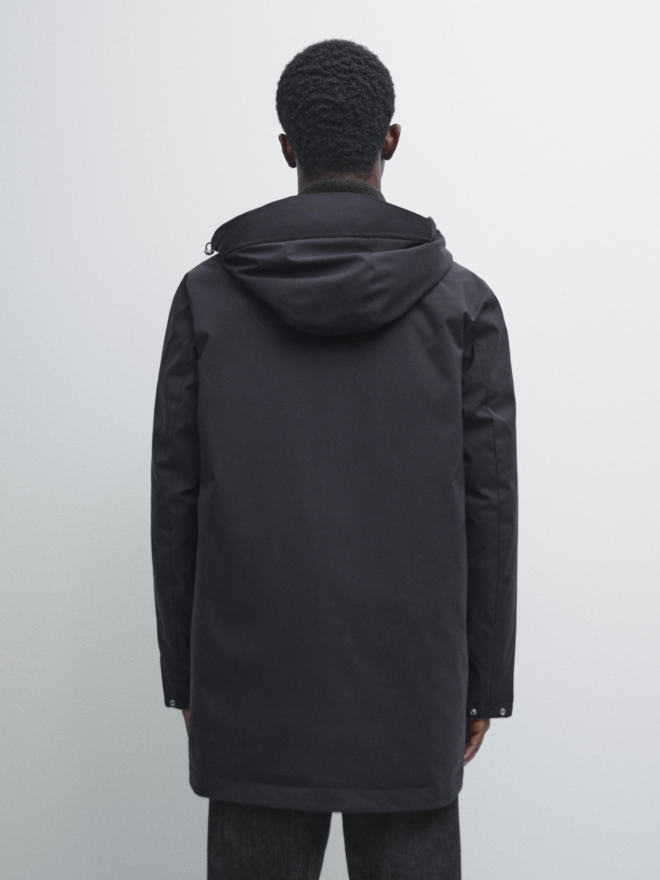 Water-repellent down blend hooded parka