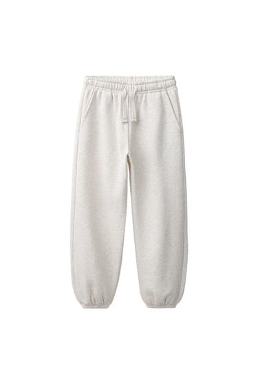 PANTALON DE JOGGING EN MOLLETON - Sable / Chiné de Zara