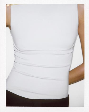 Zara COTTON MODAL TOP - White