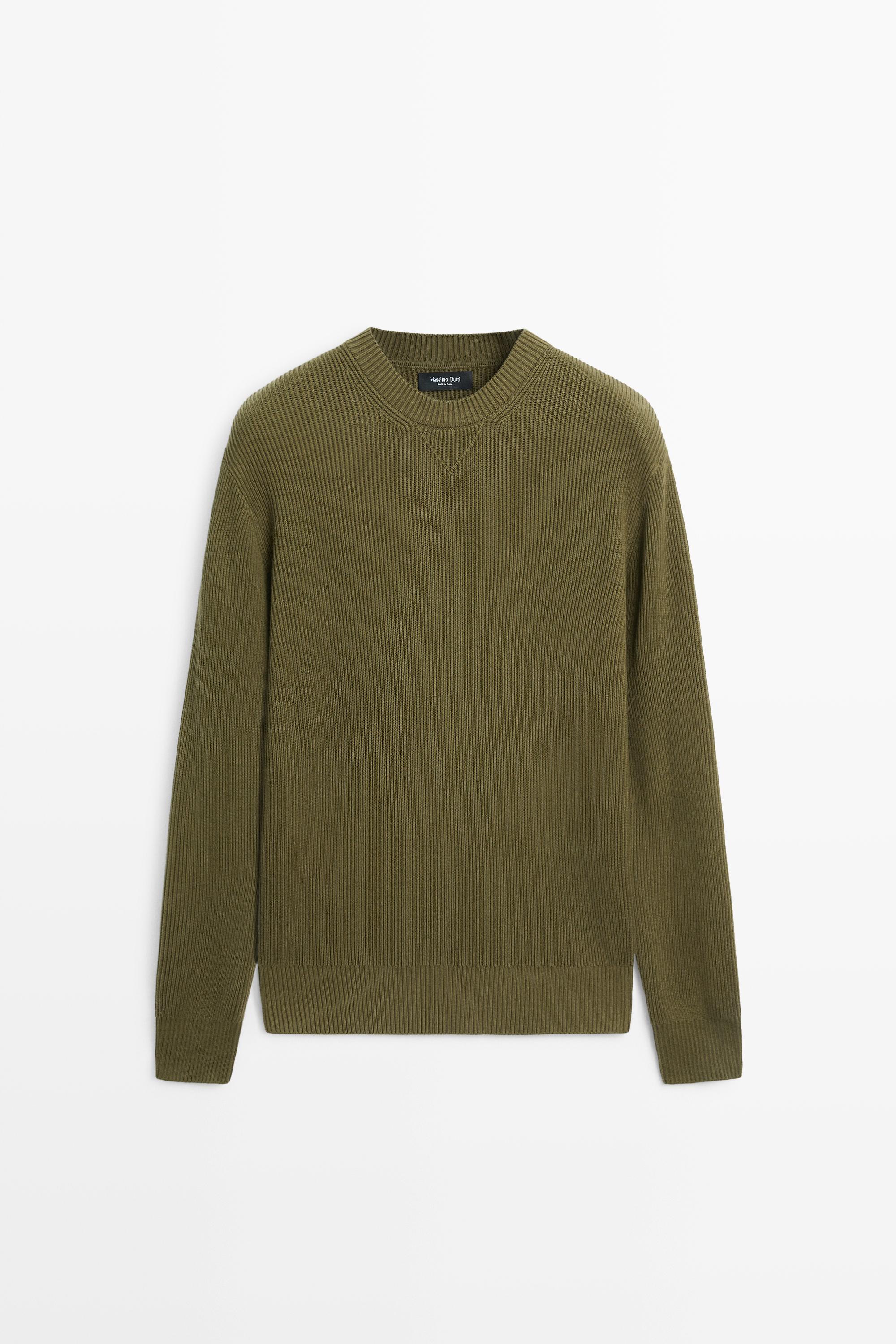 Cotton blend ribbed knit sweater — 548