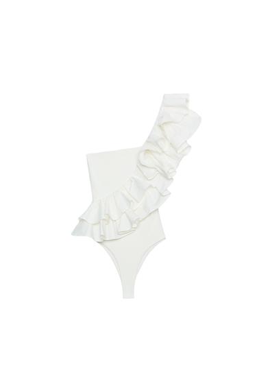 ASYMMETRIC RUFFLE BODYSUIT