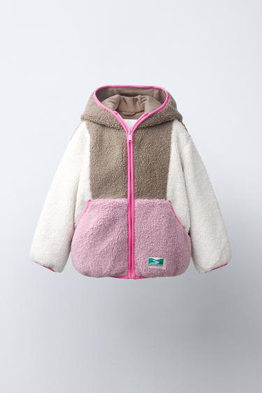 FAUX SHEARLING COLOUR-BLOCK JACKET - camel by Zara