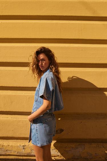 Z1975 SHORT DENIM SHIRT - Mid-blue by Zara