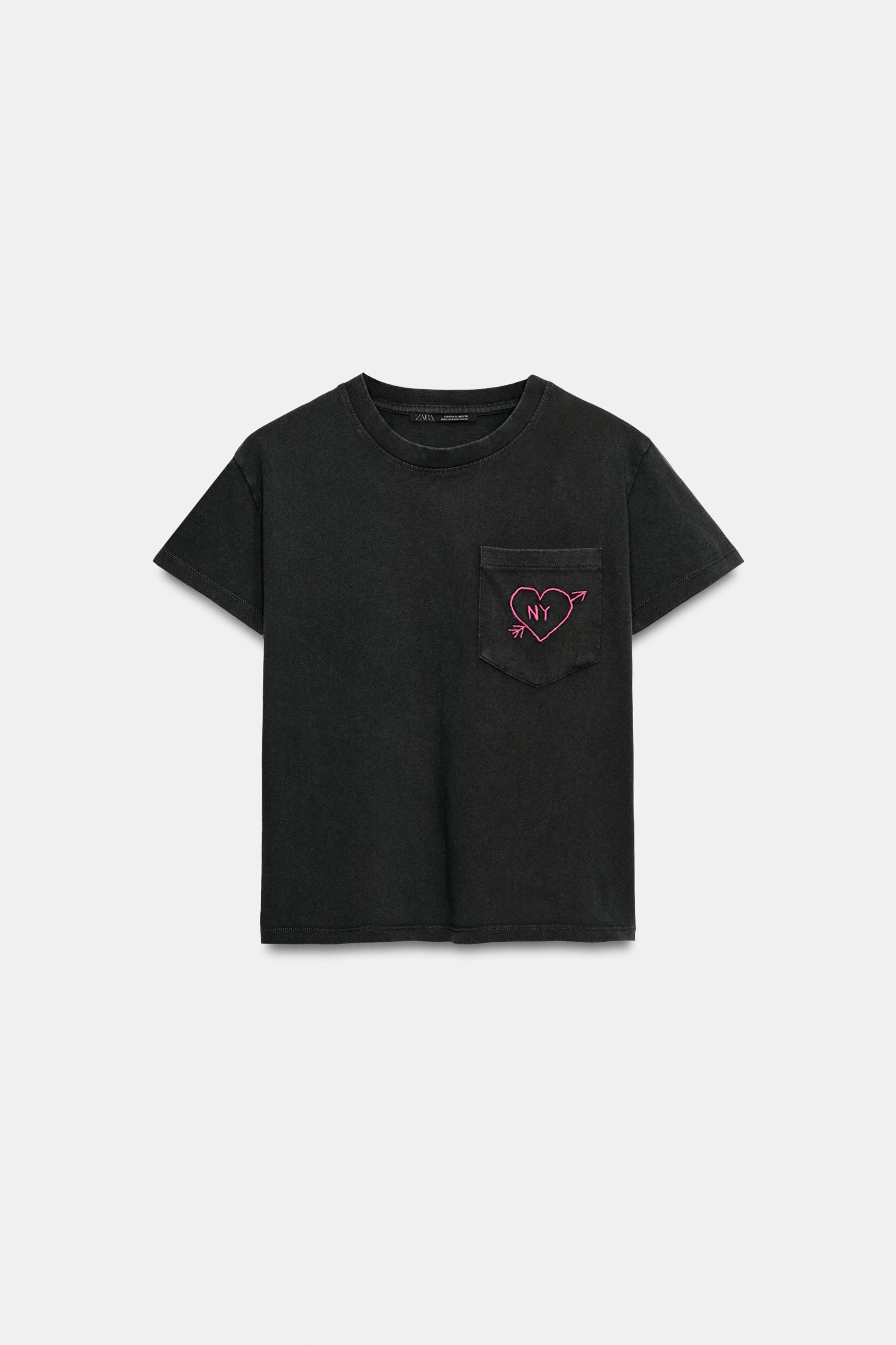 WASHED EFFECT POCKET T-SHIRT - Anthracite grey | ZARA United States