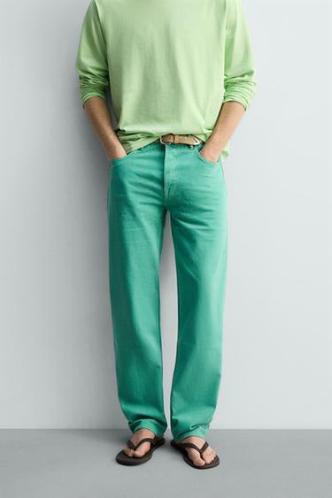 Zara LIMITED EDITION STRAIGHT FIT JEANS - Turquoise