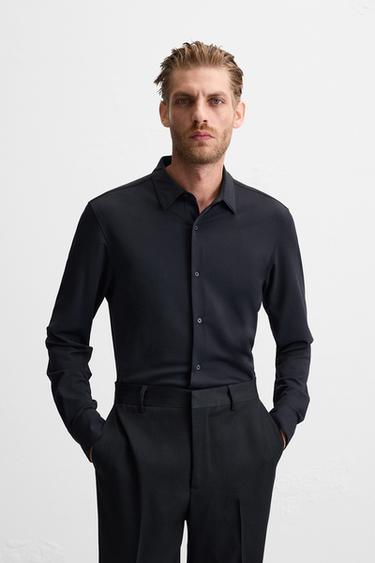 TEXTURED STRETCH SHIRT - Navy blue by Zara