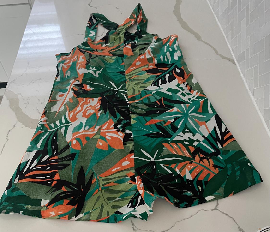 TROPICAL MULTICOLOR HALTER ROMPER - Image 3