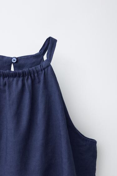 LINEN BLEND HALTER JUMPSUIT - navy by Zara - Image 2