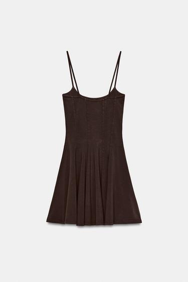 ROBE COURTE JUPE ÉVASÉE - Marron de Zara - Image 6