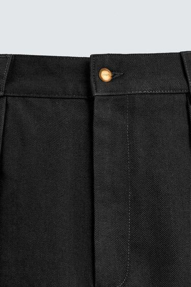 RELAXED FIT PLEATED BERMUDA SHORTS - Black by Zara - Image 7