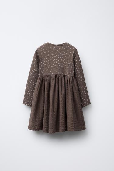FLORAL RIBBED CONTRAST DRESS - Chocolate by Zara - Image 1