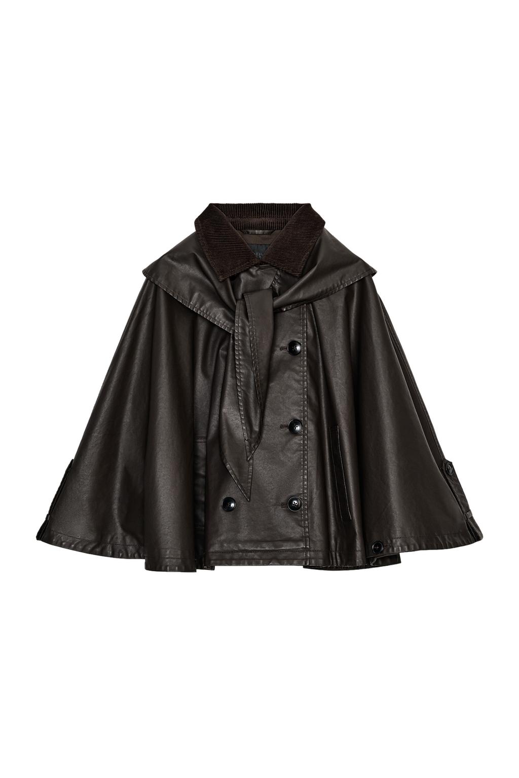 DETACHABLE LAPEL COLLAR WAXED CAPE - image 3