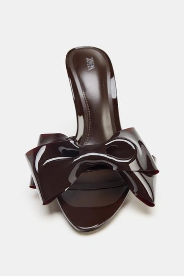 SANDALES À TALONS ET NŒUD - Bordeaux de Zara - Image 4