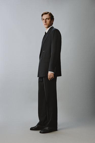 100% WOOL SUIT TROUSERS WITH PLEATS - Black by Zara - Image 3